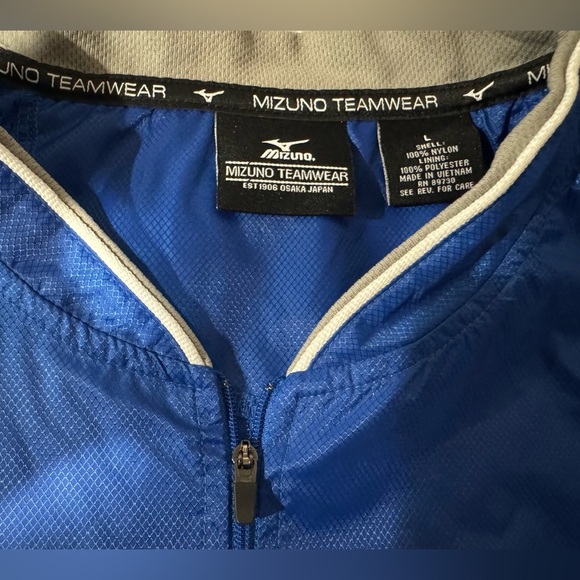 Mizuno Teamwear Batting Jersey Shirt Wind Water Protection Blue Gray Size Large - Picture 7 of 9
